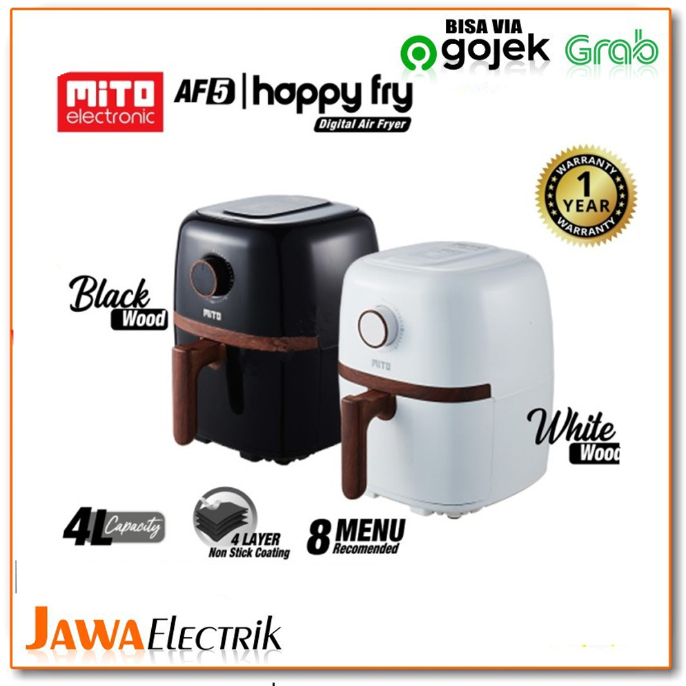 Jual Mito Digital Air Fryer Wood Series Af5 Happy Fry 4l Black Wood