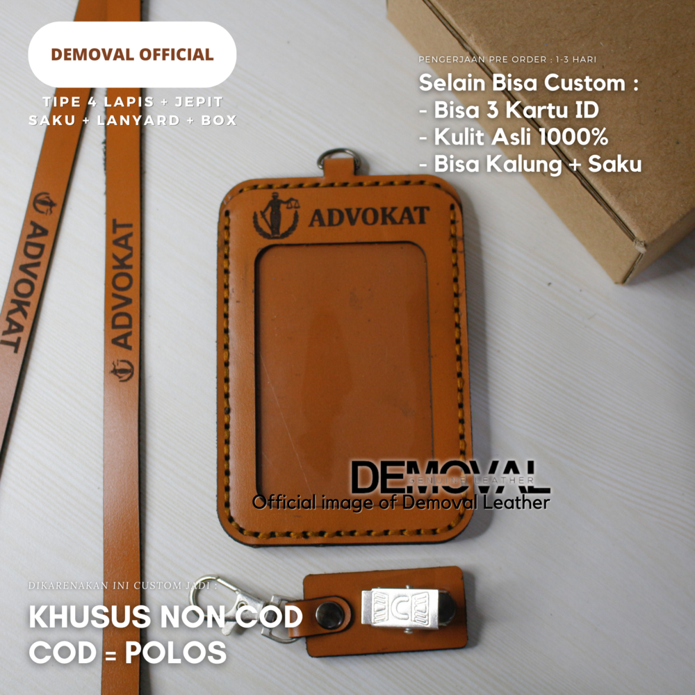 Jual Id Card Holder Kulit Asli Custom Bumn Nama Perusahaan Sendiri 