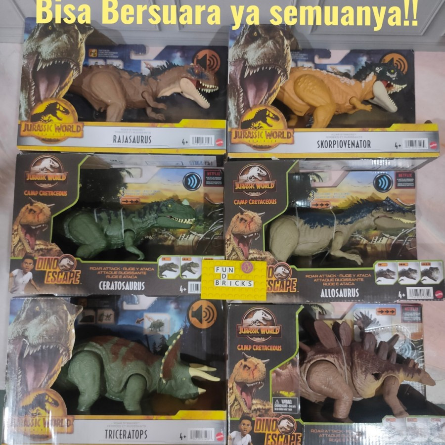 JURASSIC WORLD ALLOSAURUS Camp Cretaceous Roar Attack Dinosaur Figure Toy Mattel EUR 21,45