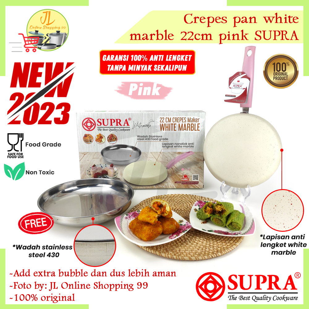 Jual New Supra Crepes Pan Cm White Marble Pastel Pink Wajan Walik