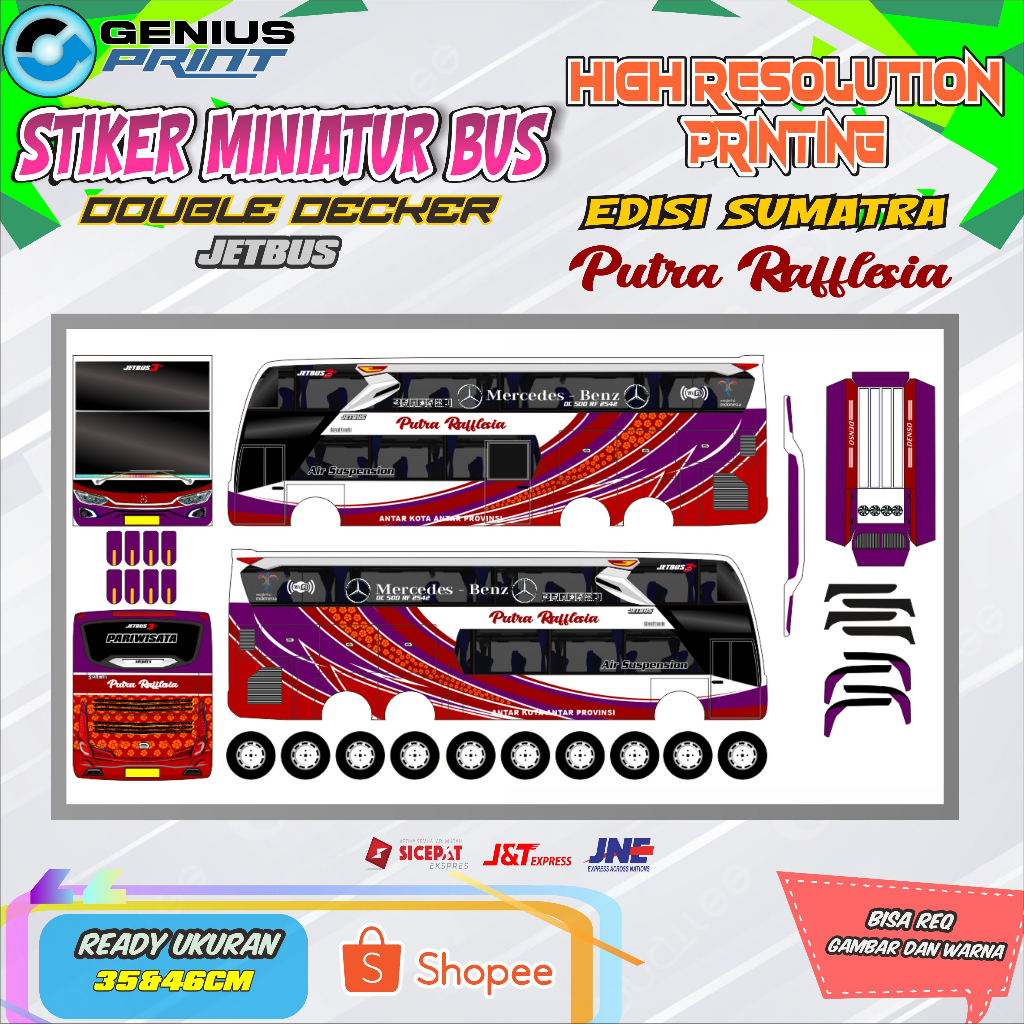 Jual Stiker A Miniatur Bus Double Decker Jb Sumatra Livery Putra