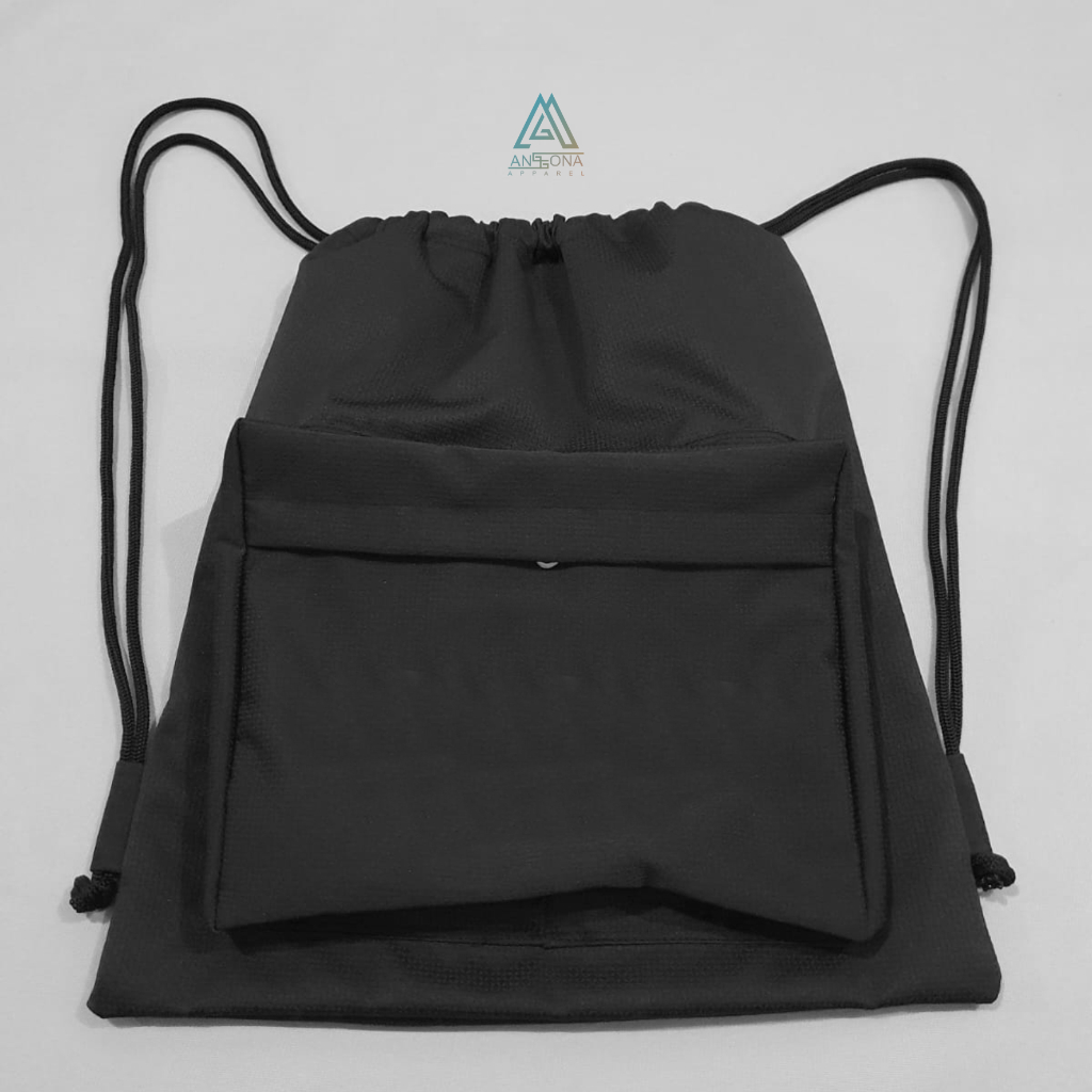 Jual Tas Serut String Bag Kanvas Polos Hitam Shopee Indonesia