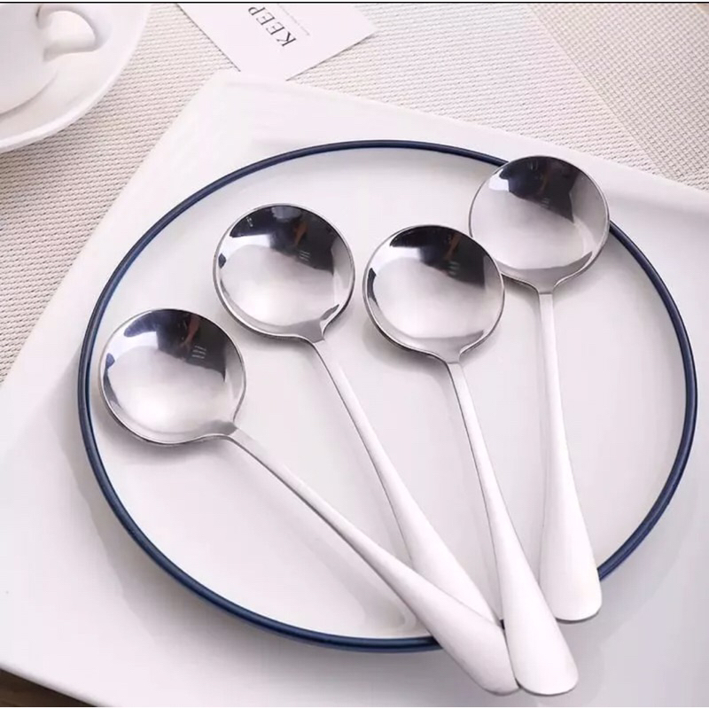 Jual [isi 6] Sendok Makan Bulat Korea Stainless Steel Tebal Polos ...