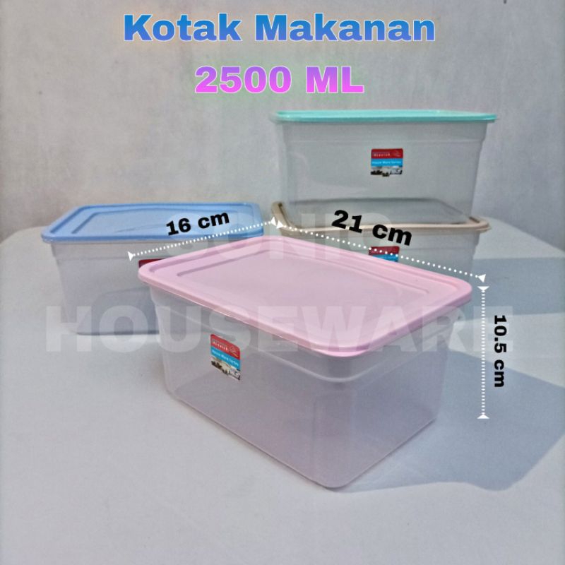 Jual Toples Kotak Makan Makanan Sealware Segi Wadah Food Box 2500 Ml Tutup Warna Bening Pack 3419