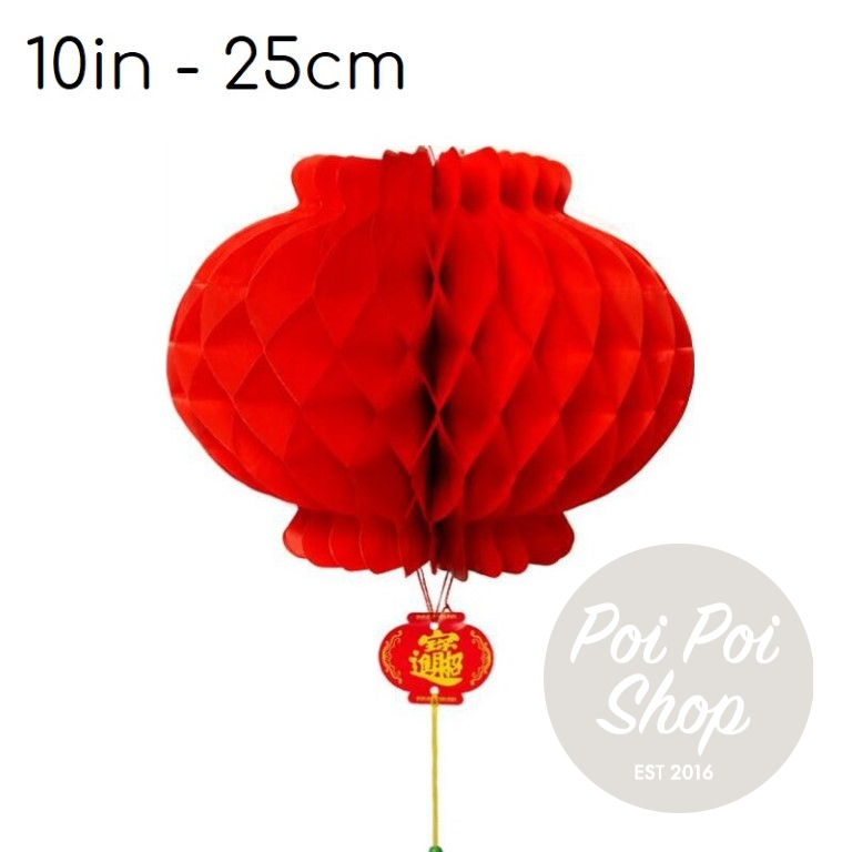 Jual Lampion Bulat Honeycomb Tawon Plastik Merah Dekorasi Hiasan Imlek Tahun Baru Cina Imlek 0793