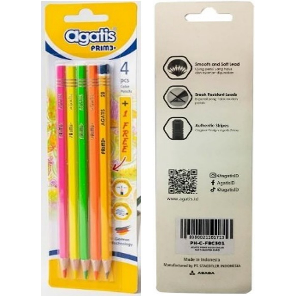 Jual Asaba Bandung - AGATIS PRIME WOOD HEXAGONAL NEON COLOR PENCIL 5 ...