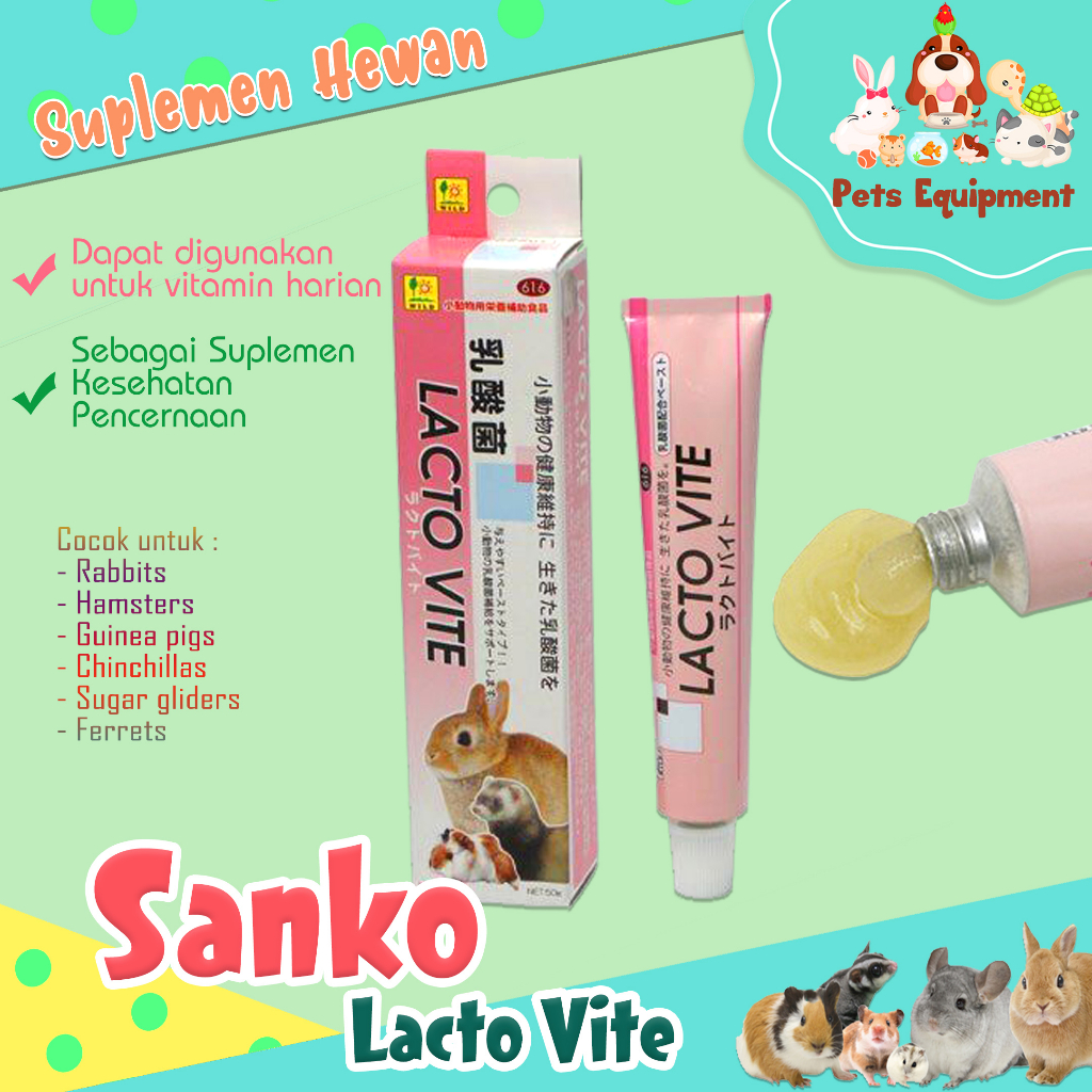 Jual SANKO RABBIT LACTO VITE / vitamin pencernaan kelinci ferret marmut ...