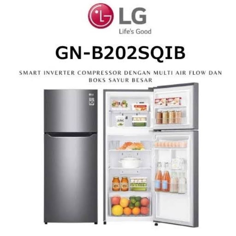 Jual LG GN-B202SQIB Lemari Es Kulkas 2 Pintu Inverter GNB202SQIB SILVER ...