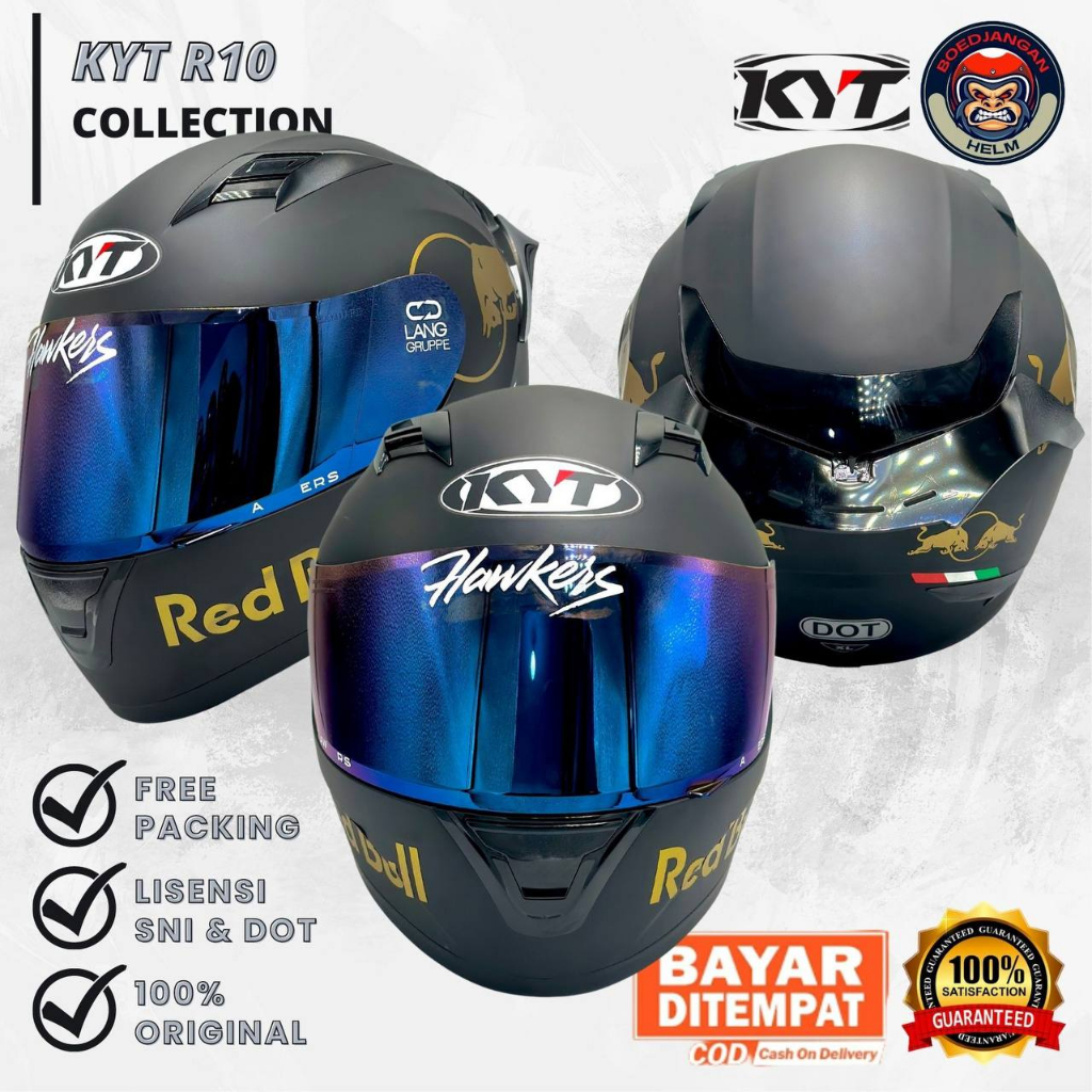 Jual Helm Full Face Kyt R10 Solid Black Doft Paket Ganteng Gratis Kaca