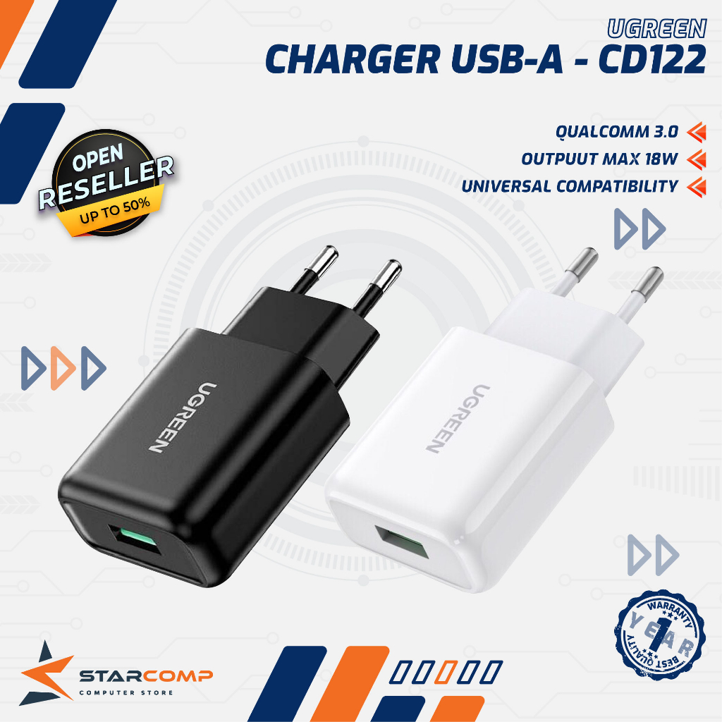 Jual UGREEN CD122 Wall Charger 18W USB Type A Fast Charger QC 3.0 ...