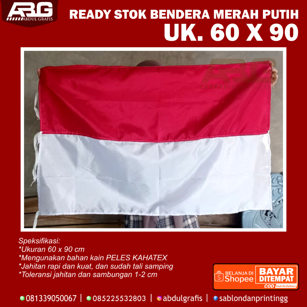 Jual Bendera Merah Putih 60x90 Cm Bendera Indonesia Bendera Rumahan Ukuran 60x90cm Merah 