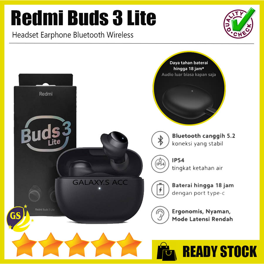 Jual TWS Airdots Buds 3 Lite XIAO/MI RED/MI Earphone Wireless Earbuds V ...