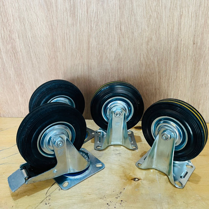 Jual Roda rem karet 5 inch 1 set roda troly / roli / scaffolding ...