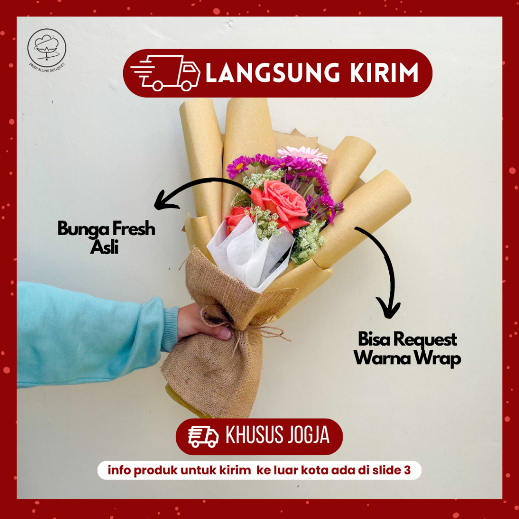 Jual Buket Bunga Segar Jogja Asli Fresh Flower Hand Bouquet Hadiah