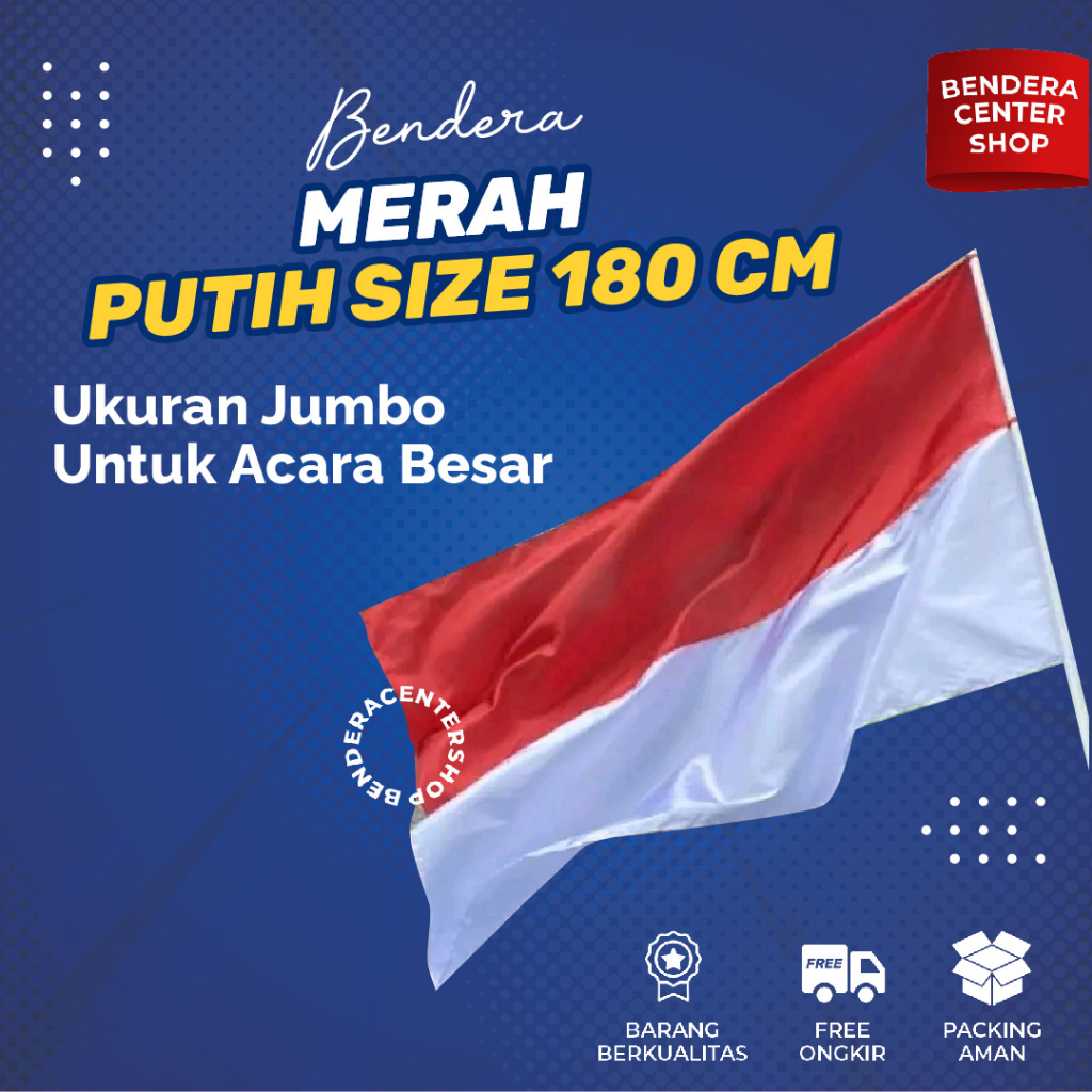 Jual Bendera Merah Putih Size 180 Untuk Acara Upacara Formal Bahan Kain Polyester Satin Premium