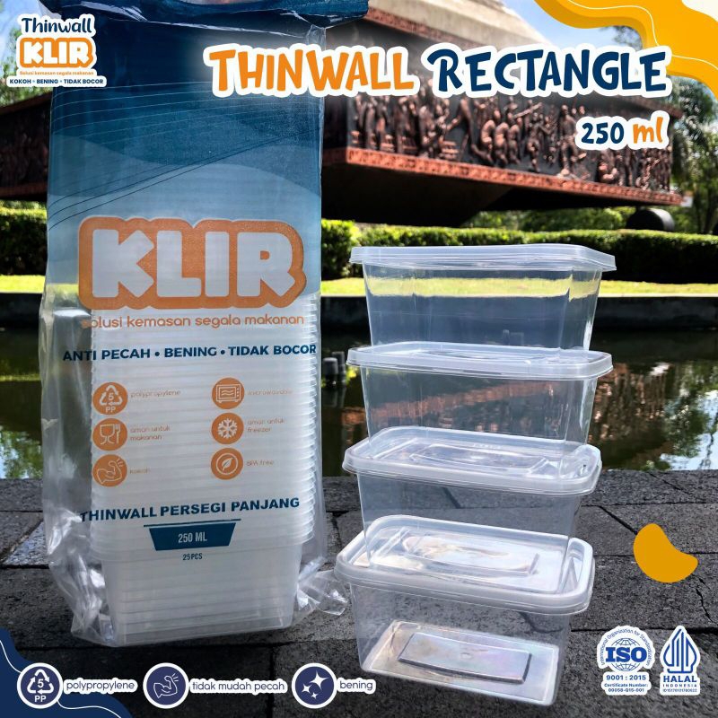 Jual Thinwall Persegi Panjang 250ml Tutup Wadah Plastik Box Dessert Kontainer 250ml Shopee