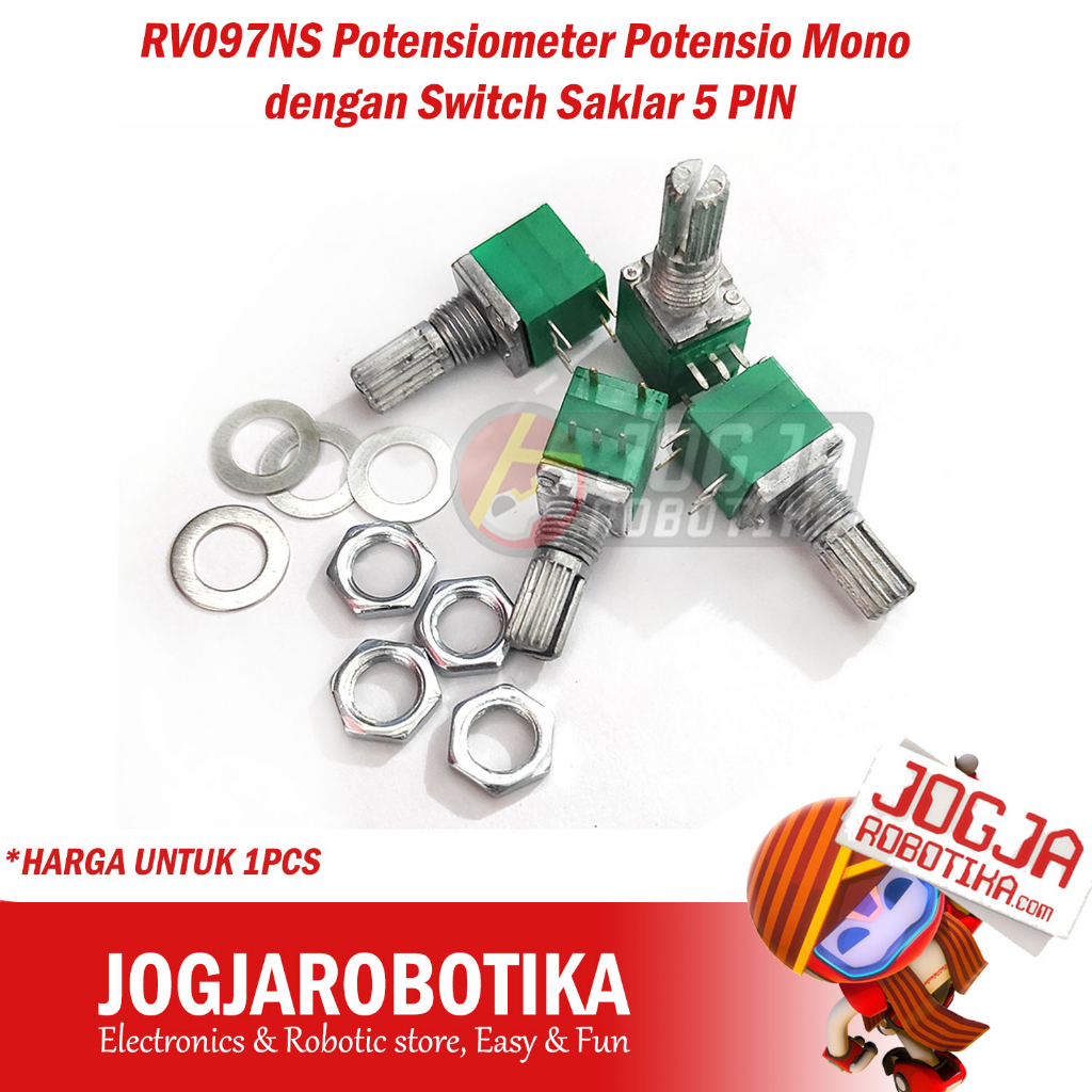 Jual RV097NS 5 Pin 8 Pin Potensiometer Potensio Mono Stereo Plus Dengan ...