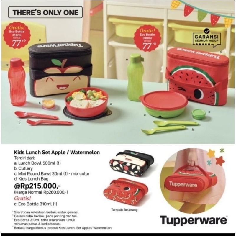Jual Promo!! Kids lunch Apple/watermelon, Kiddos Lunch box with bag