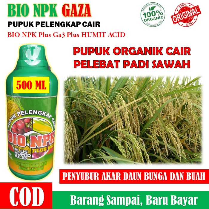 Jual BIO NPK GAZA Pupuk Pelengkap Cair Penyubur Tanaman Padi Pupuk