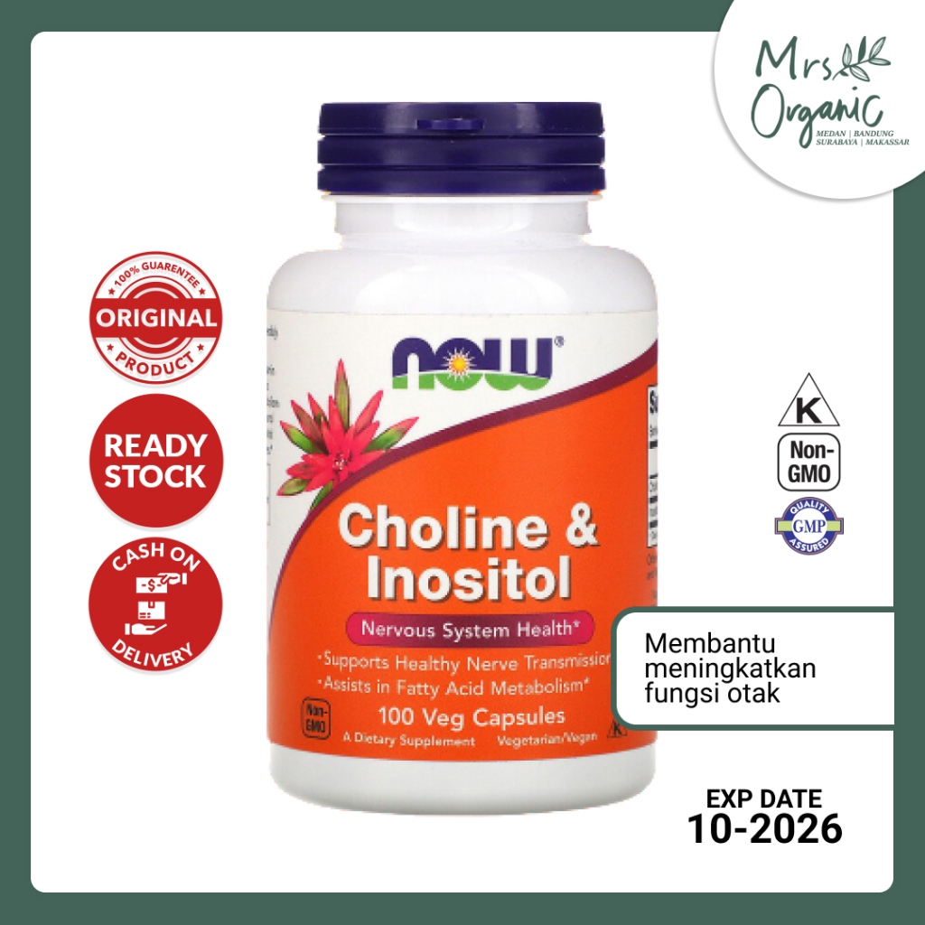 Jual Vitamin NOW Choline & Inositol untuk PCOS OCD Depresi Cemas 100