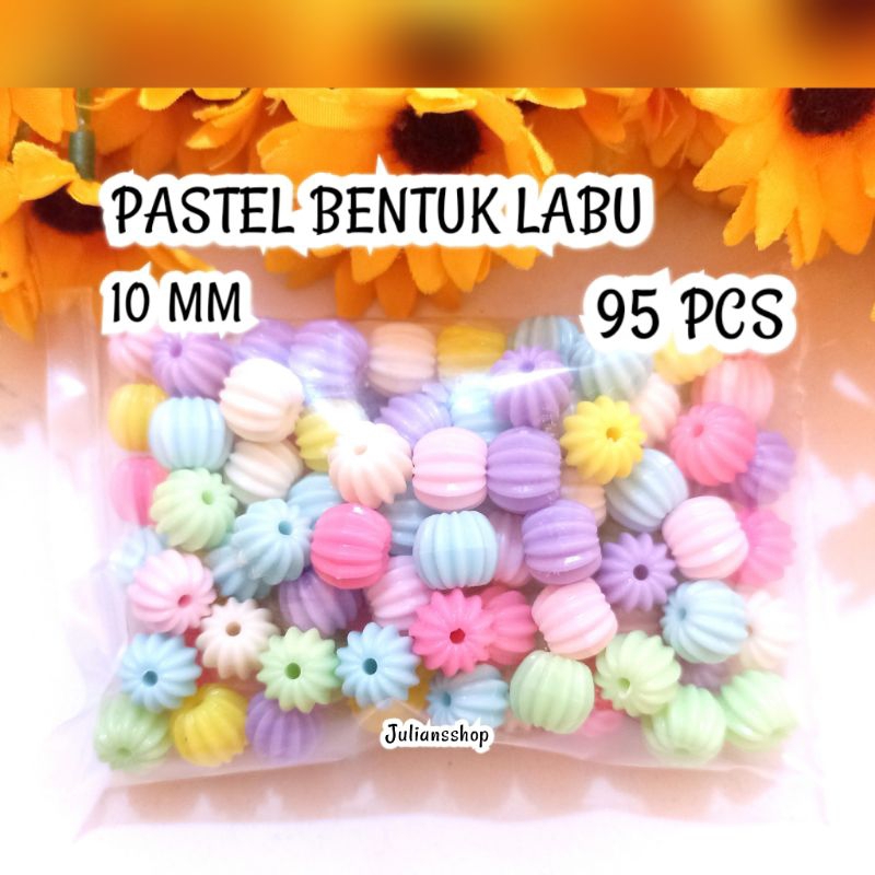 Jual [50 Gram] Manik 10mm Mote Pastel Bentuk Labu / Cermai Isi 95 Butir ...