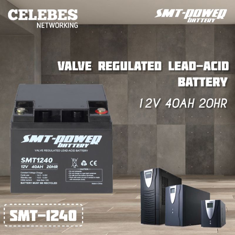 Jual SMT1240 Battery 12V 40AH 20HR Baterai UPS / Solar Panel / Genset ...