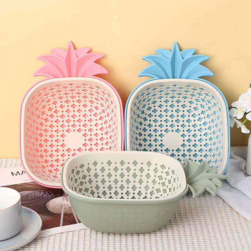 Jual AS Portable Kitchen Hanging Drain Basket Double Layer Bentuk Nanas