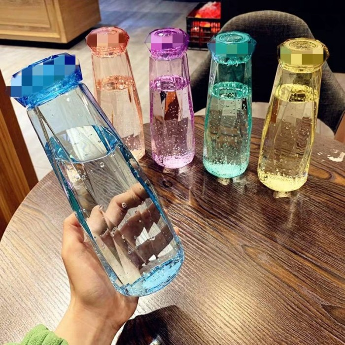 Jual Botol Minum Kaca Model Diamond Kristal 400ml My Bottle Souvenir ...