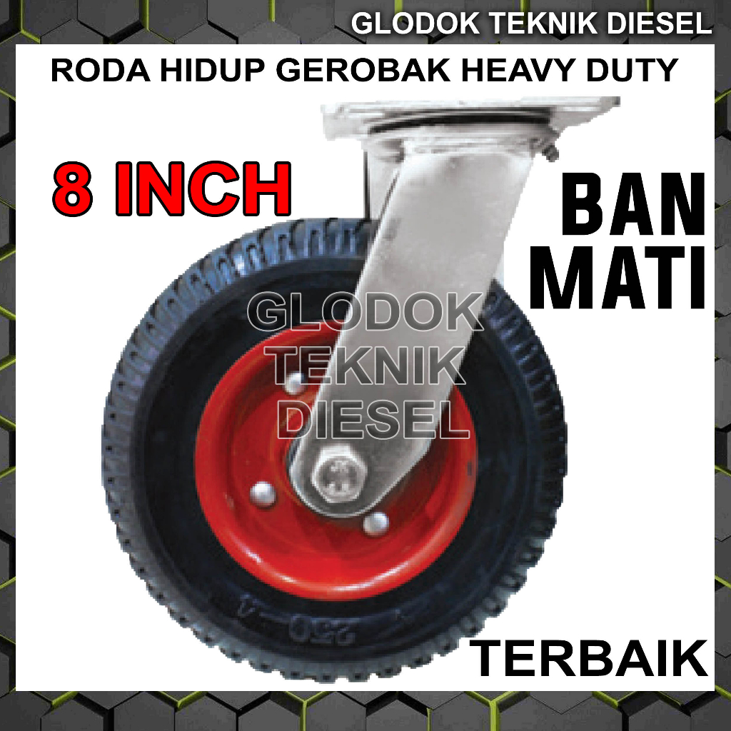 Jual Roda Karet Hidup Heavy Duty Trolley Troli 8 Inch Troly Gerobak Sorong Hd Original Terbaik 0834