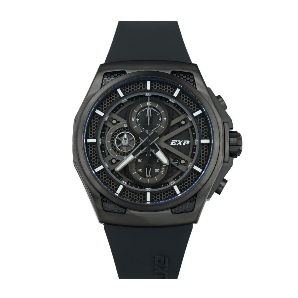 Jual Jam Tangan Pria Exp Chronograph Ex 6842 Mcrigba Black Dial Grey