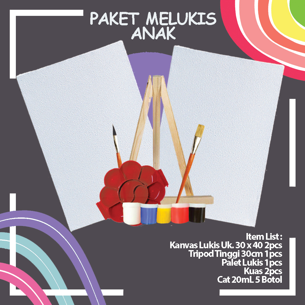 Jual Paket Melukis Kanvas Lukis Komplit Ukuran 30 X 40cm Tripod Murah Berkualitas Lengkap 9037