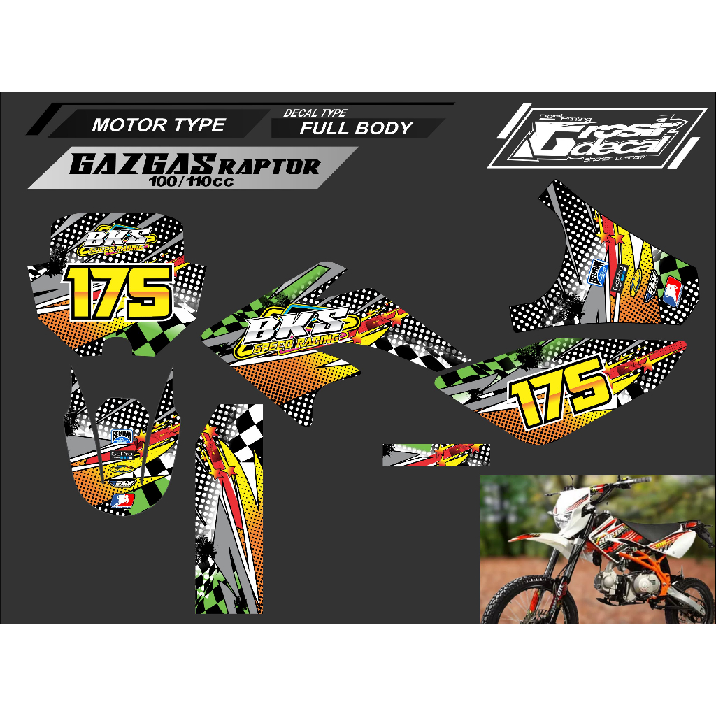 Jual Sticker Stiker Mini Trail Gazgas Raptor 100c / 110cc / 125cc Full ...