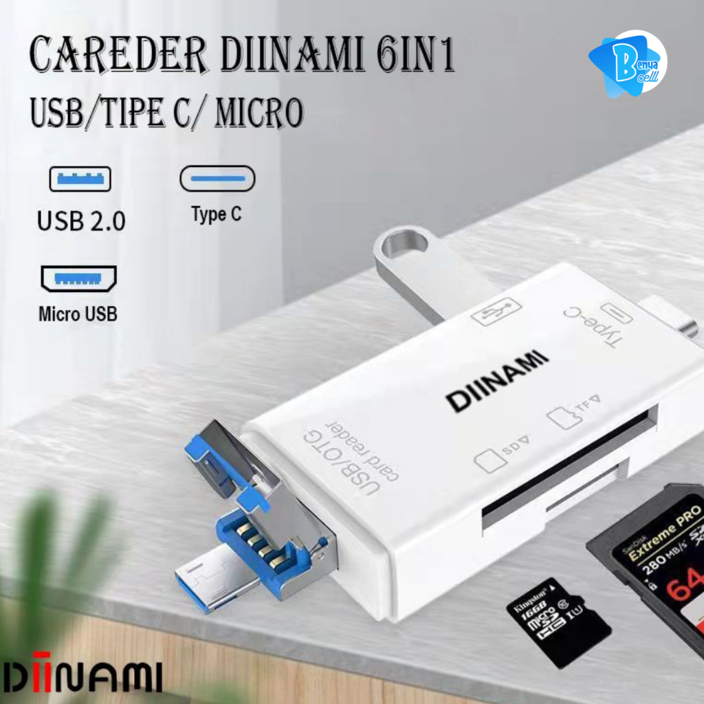Jual diinami high speed 6 in 1 otg card reader usb 3 0 sd tf micro sd
