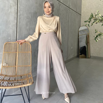 Bynissa JEHA KULOT Pakaian Wanita Bawahan Celana Panjang Kulot Highwaist Pants Ceruty