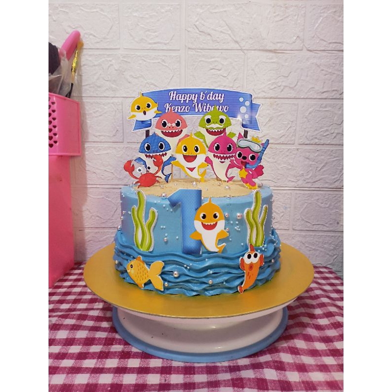 Jual kue ulang tahun baby shark/cake ultah baby shark | Shopee Indonesia