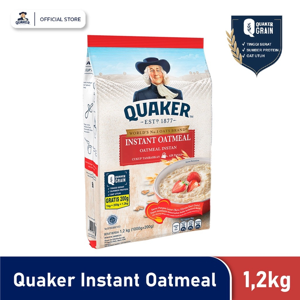 Jual EXP MARET 2027 Quaker Oatmeal Instant 1.2kg / 1200gram / Quakers ...