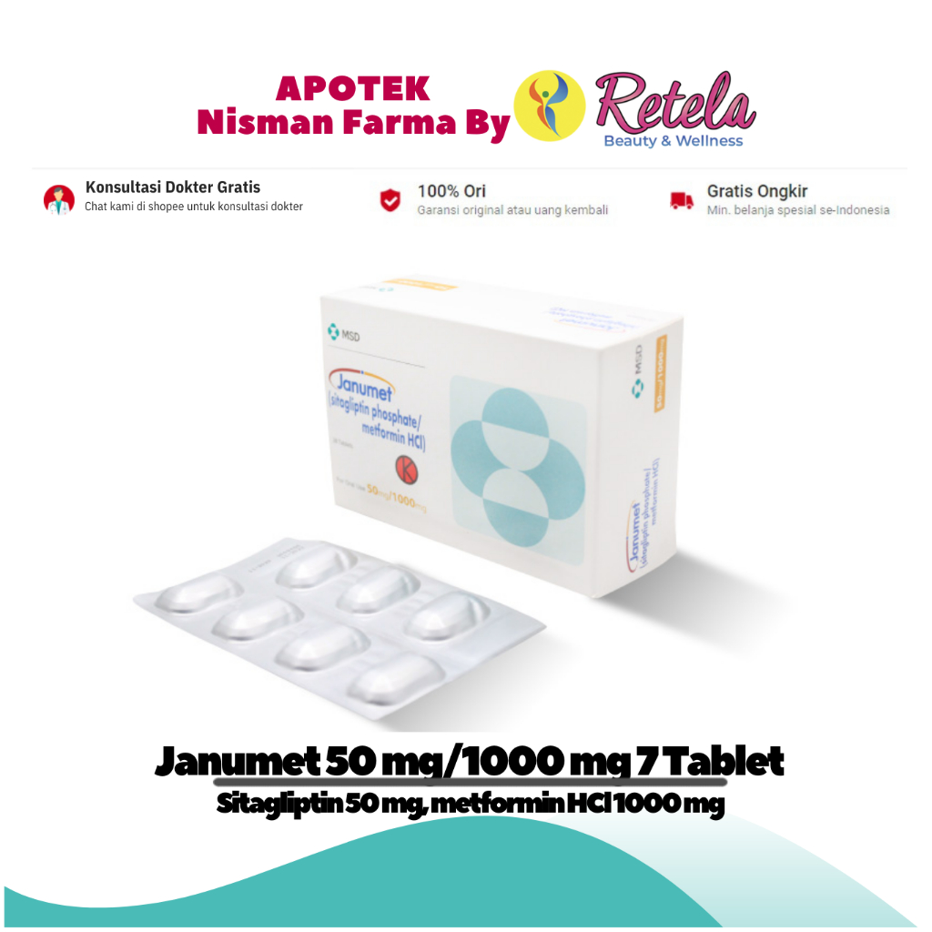 Jual JANUMET 50MG/1000MG 1 STRIP 7 TABLET Shopee Indonesia