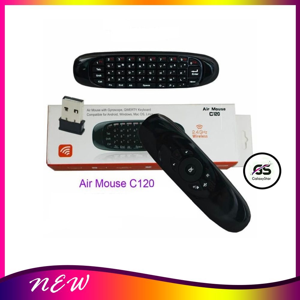 Jual Ok Wireless 6 Axis Gyroscope Air Mouse Remote Keyboard Tv Mini C120 24g Shopee Indonesia 4178