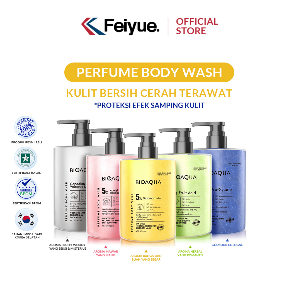 Jual FEIYUE BIOAQUA Whitening Body Wash Sabun Mandi Cair 400ml Sabun