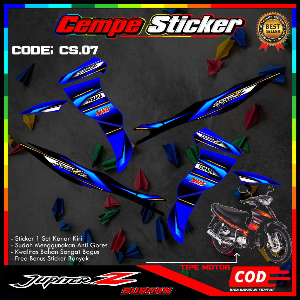 Jual Stiker Variasi JUPITER Z BURHAN Decal Striping Standar JUPITER Z