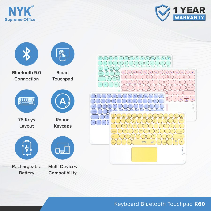 Jual Keyboard Bluetooth Mini Touchpad NYK K60 | Shopee Indonesia