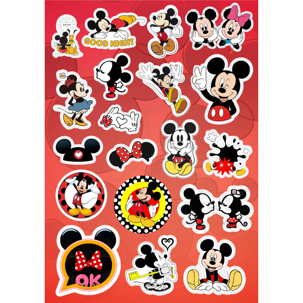 Jual Sticker Gambar MICKEY MOUSE Stiker Vinyl Laminasi Glossy KISS Cut ...