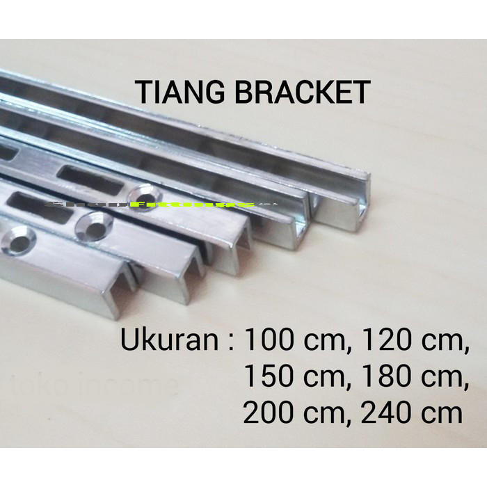 Jual Tiang Braket Rel Besi Ambalan Rak Kaca Kayu Display Rail Slot ...