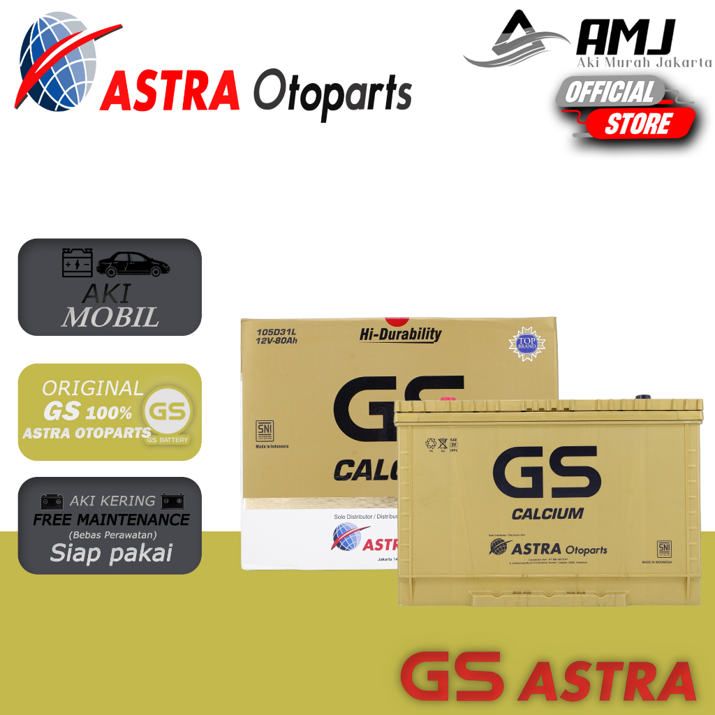 Jual AKI MOBIL LAND CRUISER GS ASTRA Calcium 105D31L / 95D31L (Aki