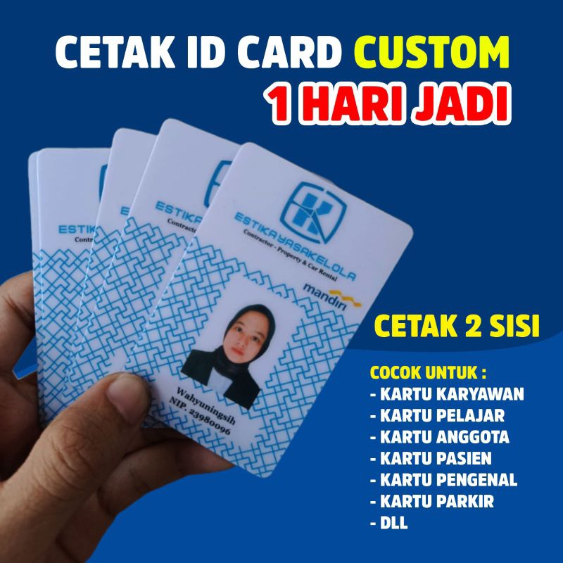 Jual Cetak Id Card Custom Kartu Pelajar Kartu Pegawai Kartu Parkir Kartu Pasien Shopee 0736