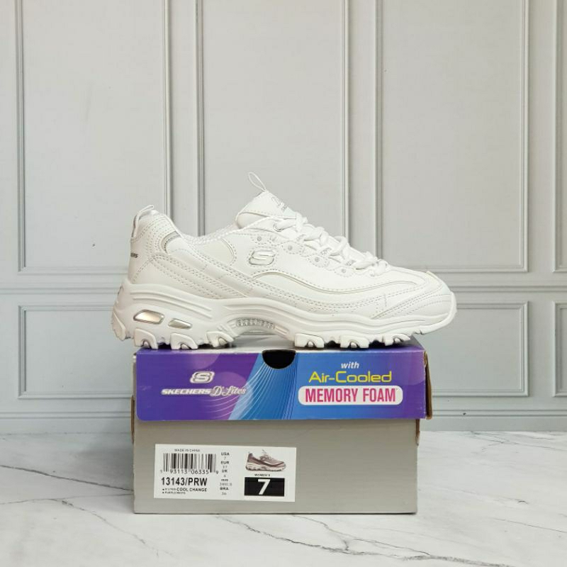 SEPATU WANITA/SEPATU SKECHERS WANITA/SKECHERS DLITES SURETHING  WHITE/SNEAKERS WANITA/SKECHERS DLITES SURETHING/SKECHERS