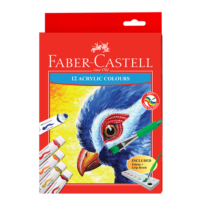 Jual Faber Castell Acrylic Colours Set 12 ( Free Palet + Kuas ...