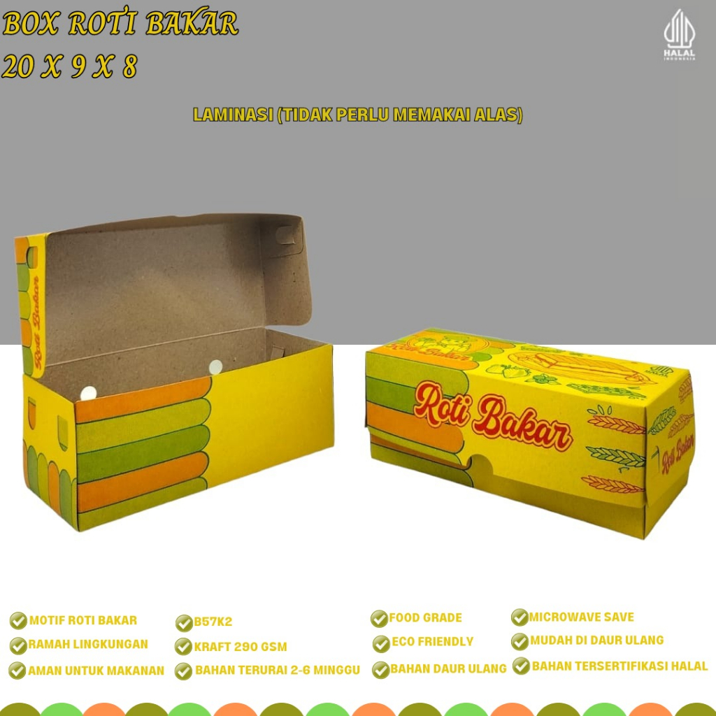 Jual Dus Roti Bakar Box Roti Bakar -B57K2- (20X9X8 Cm) | Shopee Indonesia