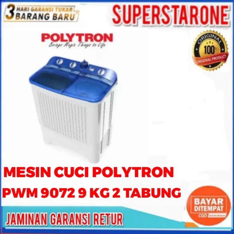 Jual Mesin Cuci Polytron 2 Tabung 9 Kg Samba Pulsator PWM 9072 Mesin ...