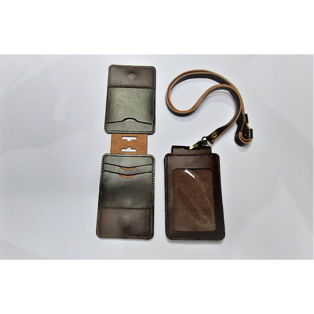 Jual Gantungan Id Card Holder Kulit Sapi / Name Tag Kulit 2 Sisi Plus ...